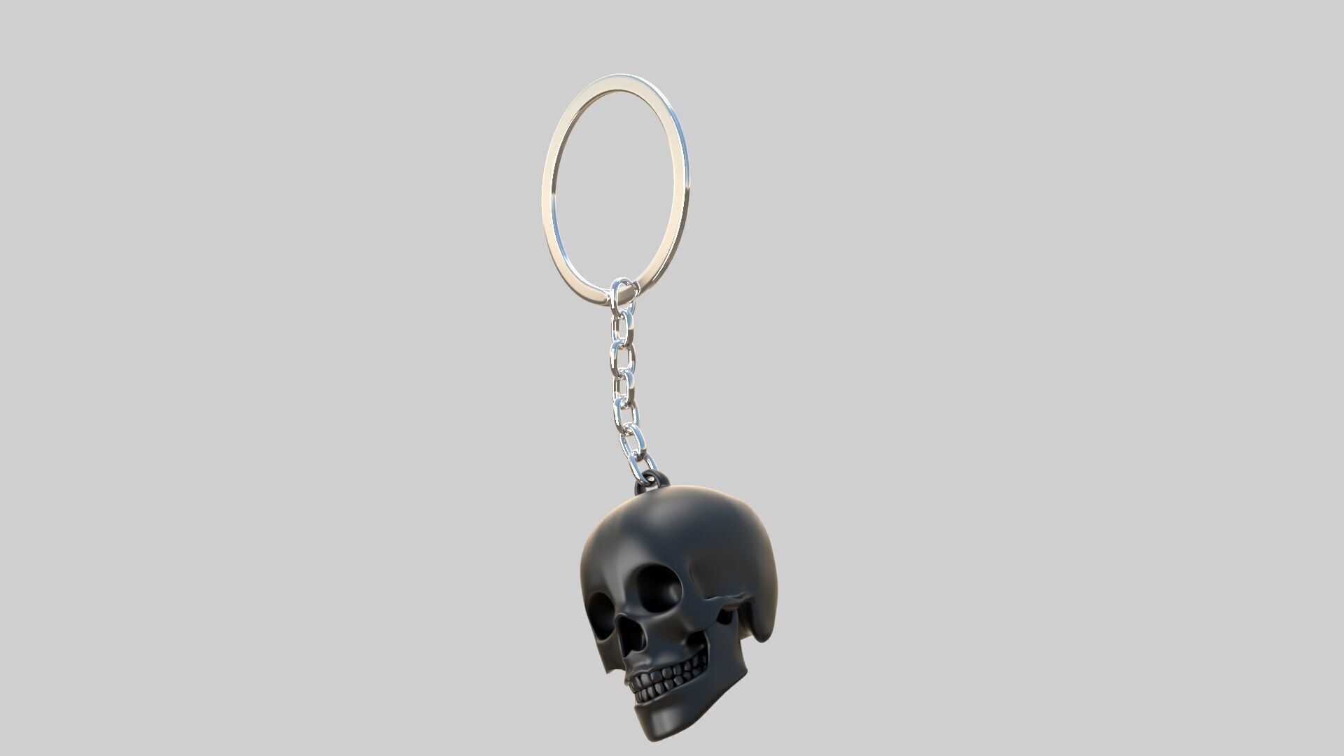 skull keychain black 3D model_1