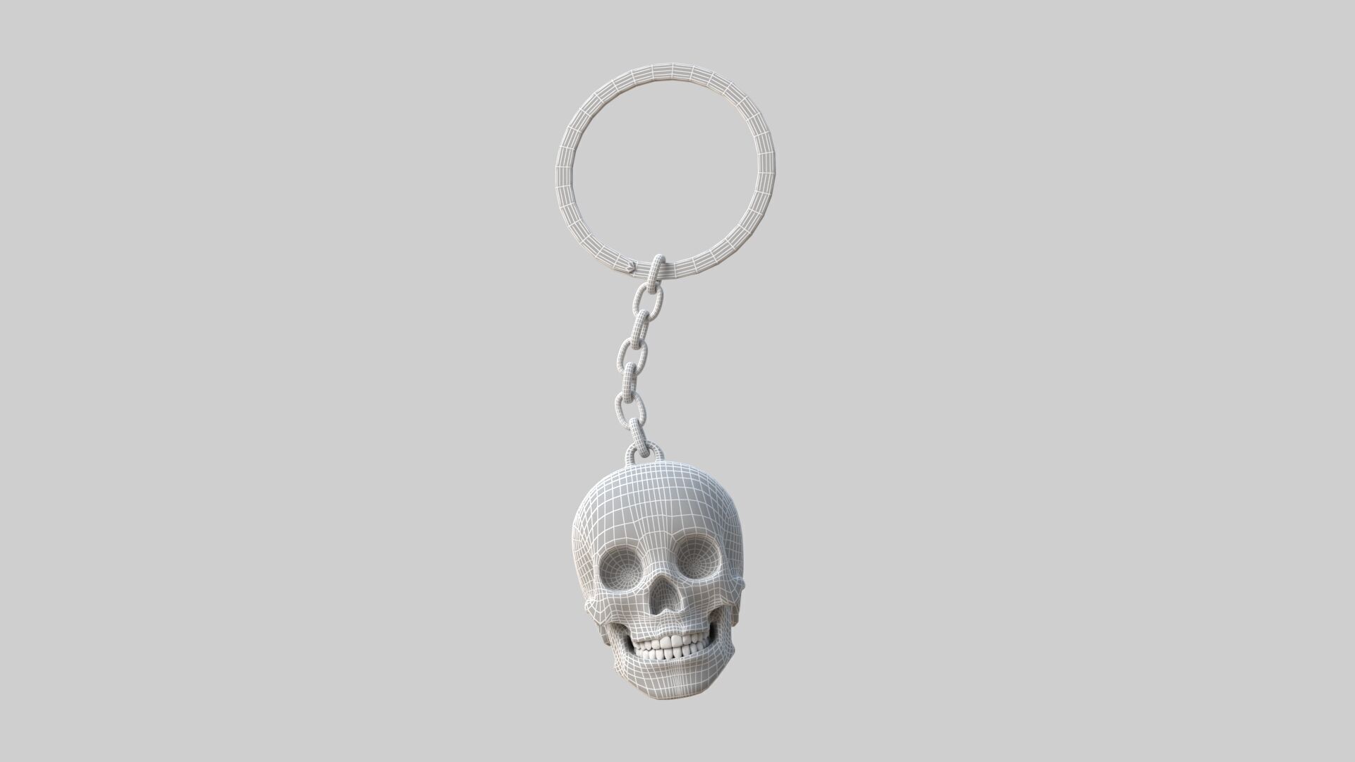 skull keychain black 3D model_6
