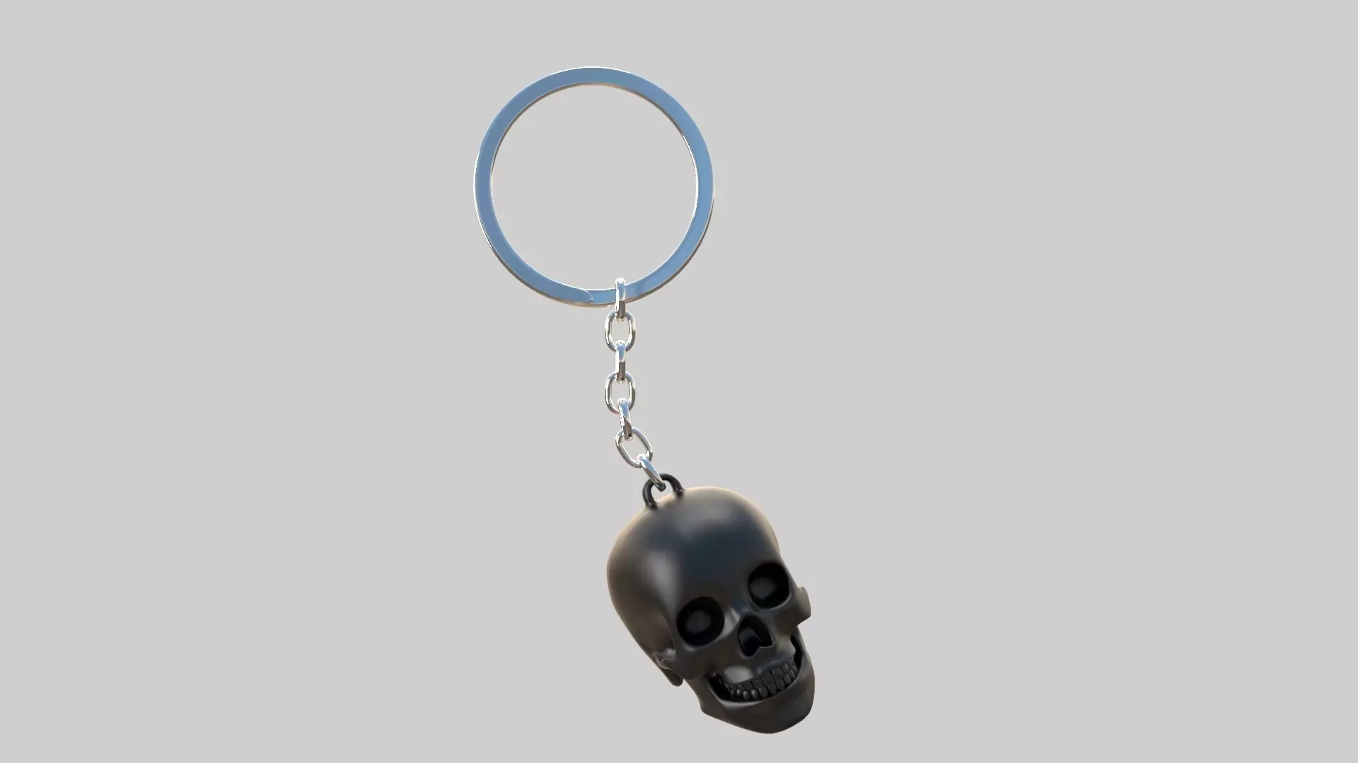 skull keychain black 3D model_0
