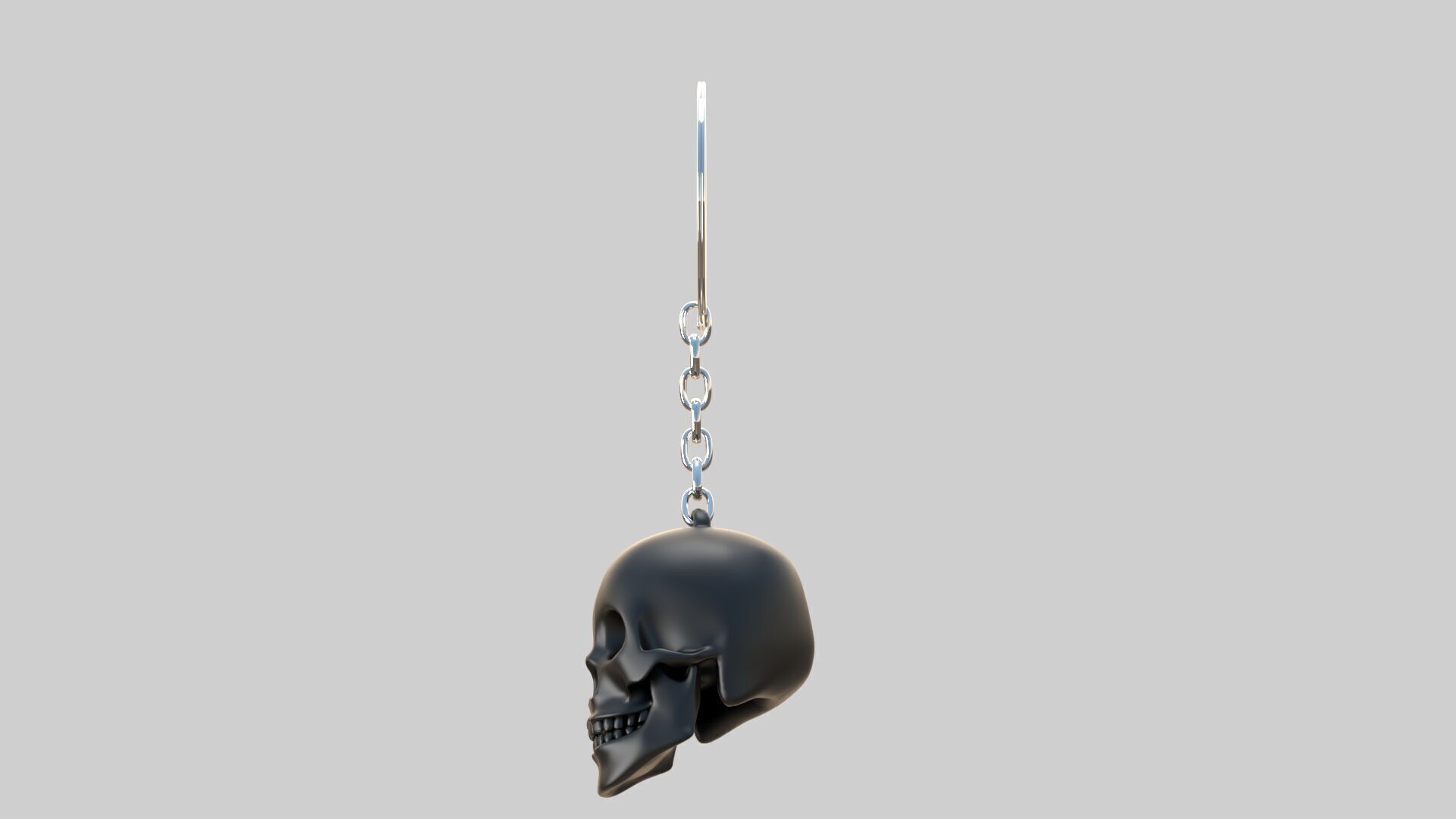 skull keychain black 3D model_2
