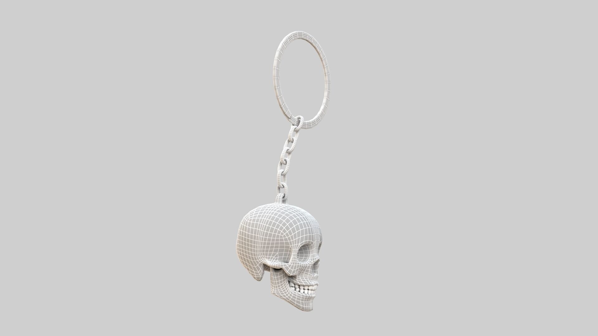 skull keychain black 3D model_7