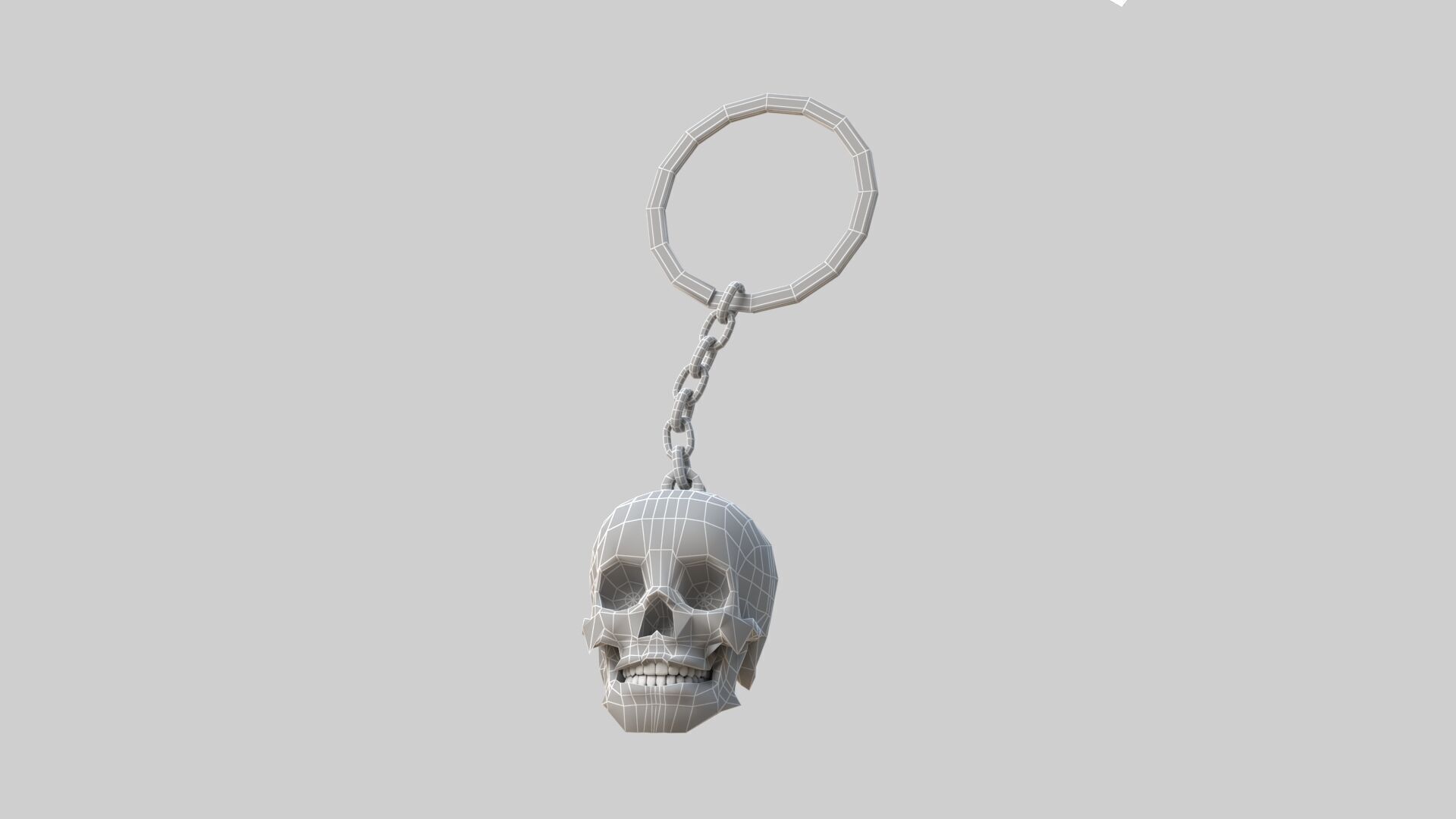 skull keychain black 3D model_9
