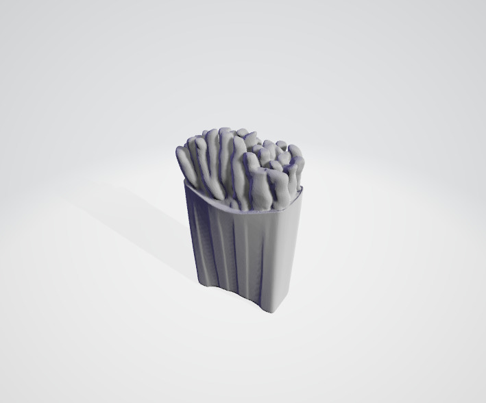 Fast Food French Fries 3D Model Untextured and Customizable 3D model_3