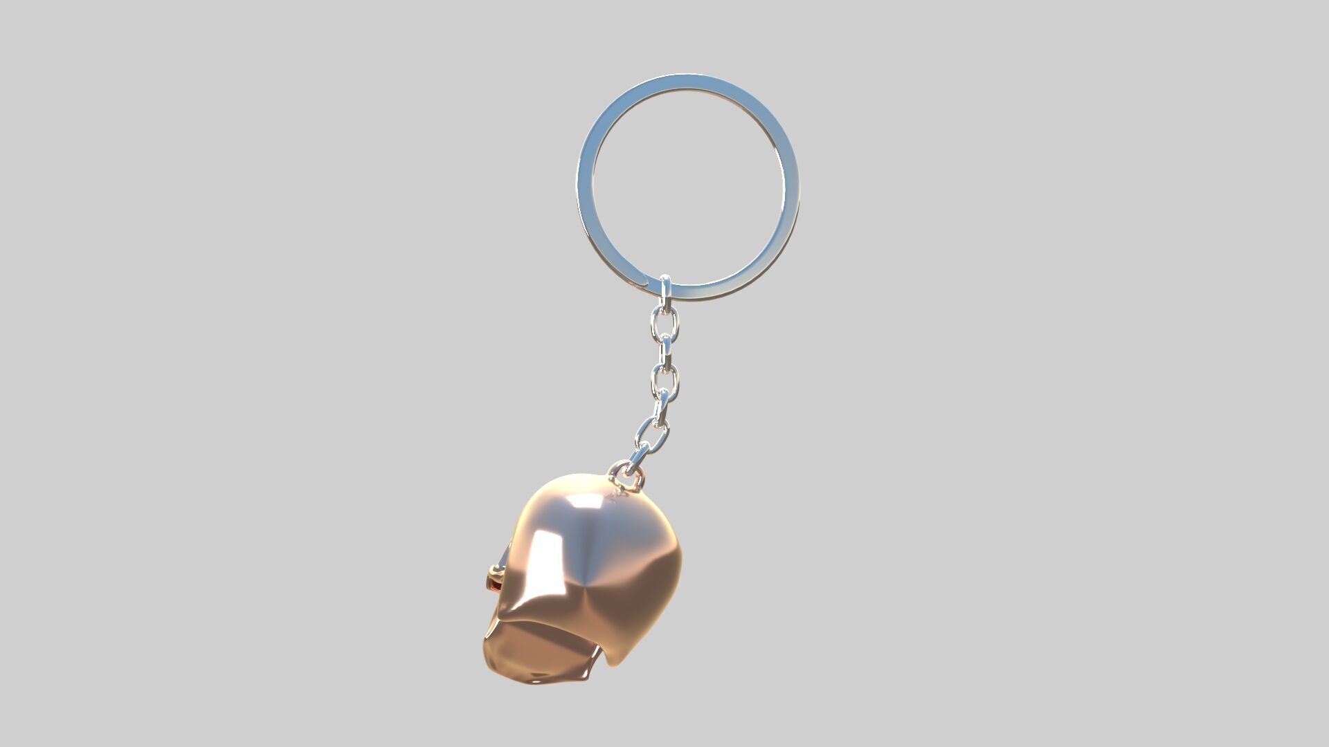 skull keychain copper 3D model_3