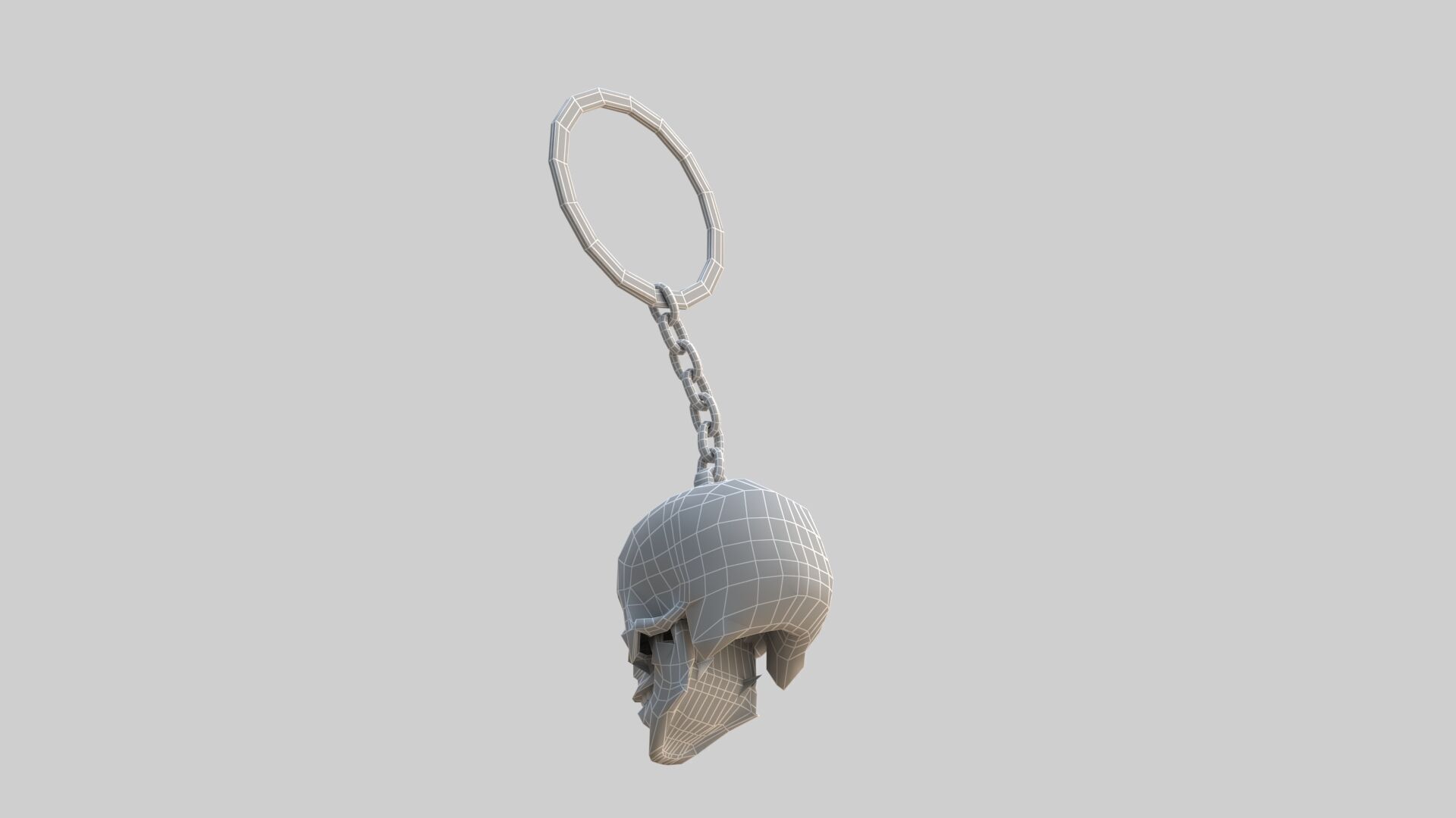 skull keychain copper 3D model_9