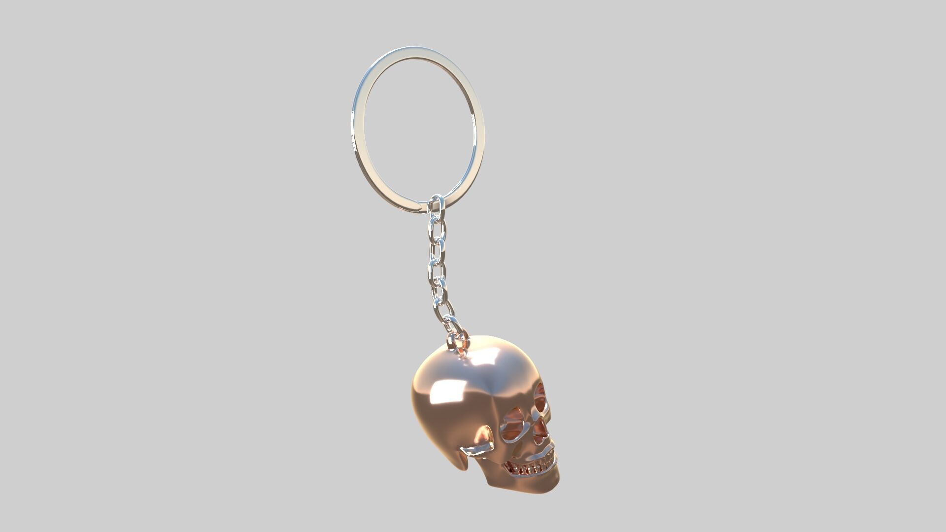 skull keychain copper 3D model_4