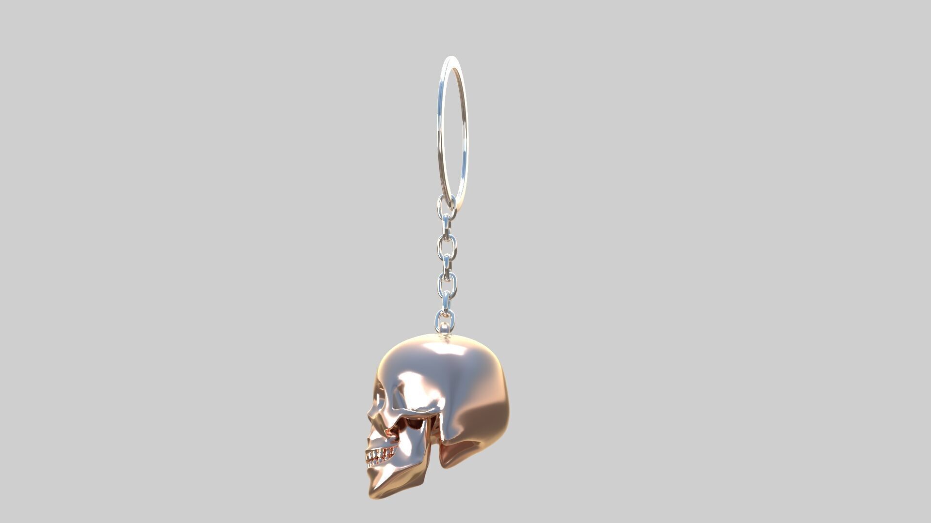 skull keychain copper 3D model_2