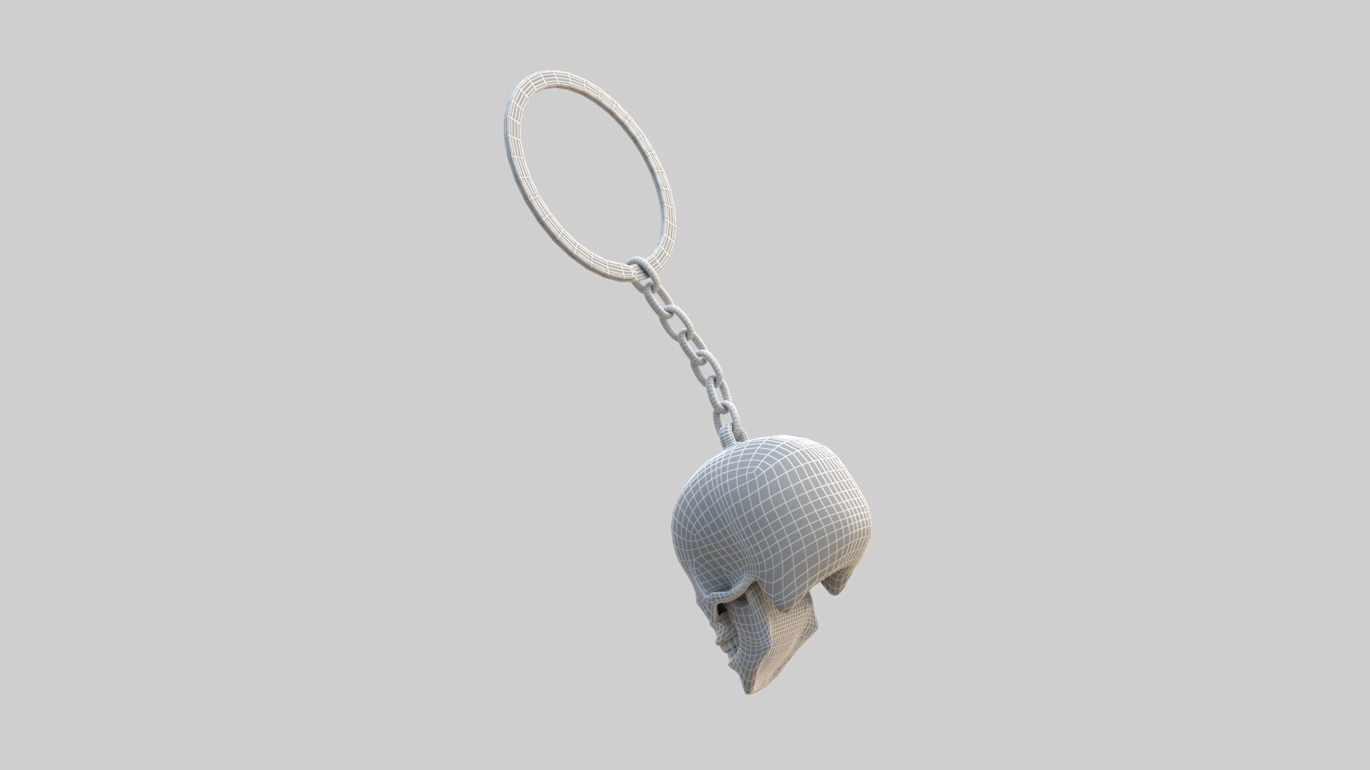 skull keychain copper 3D model_11