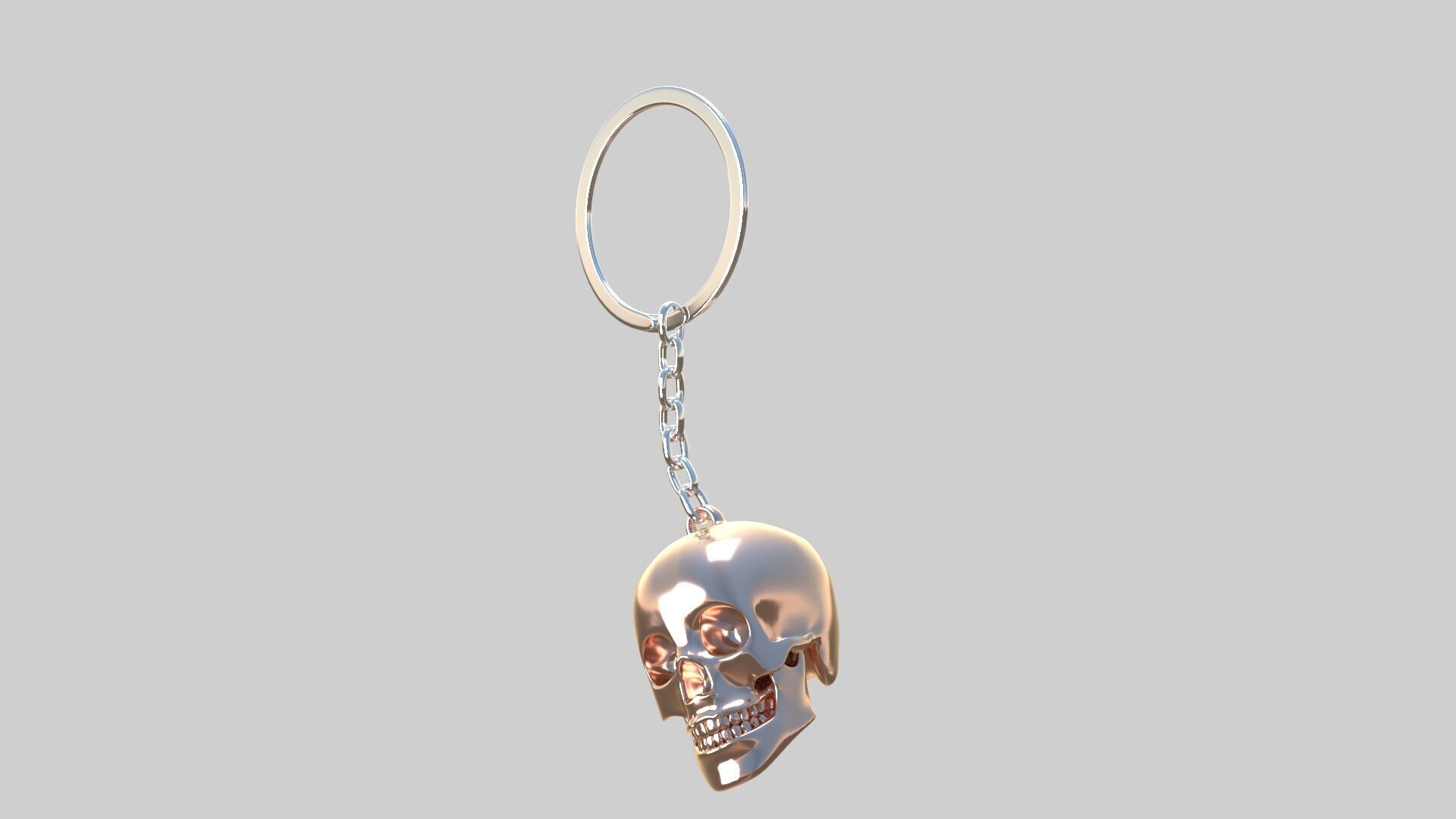skull keychain copper 3D model_1