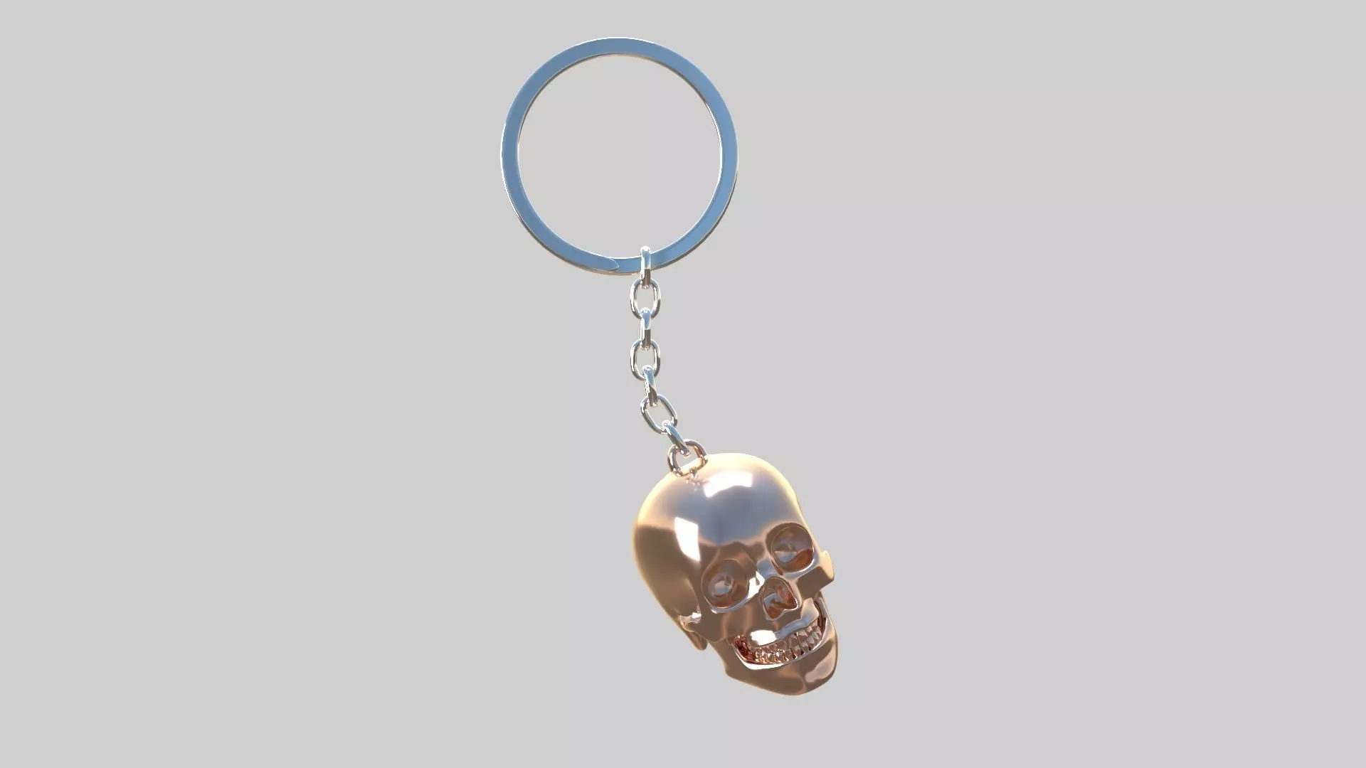 skull keychain copper 3D model_0