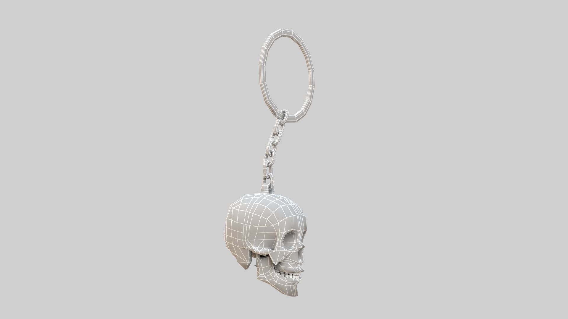 skull keychain copper 3D model_5