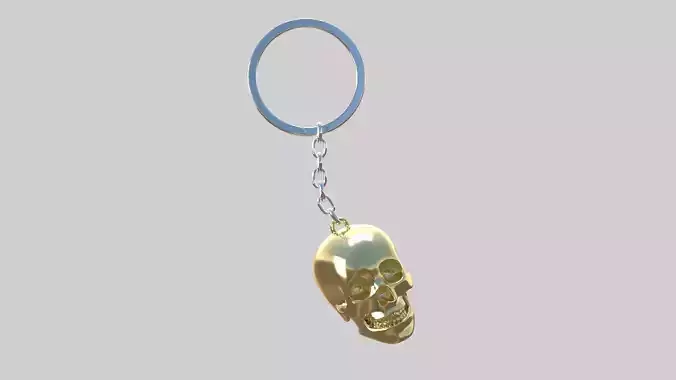 skull keychain golden