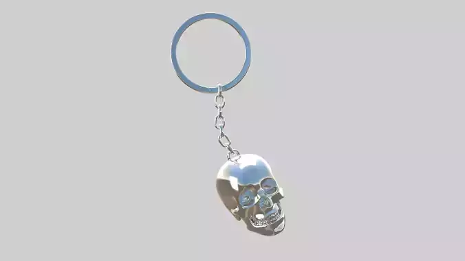 skull keychain silver