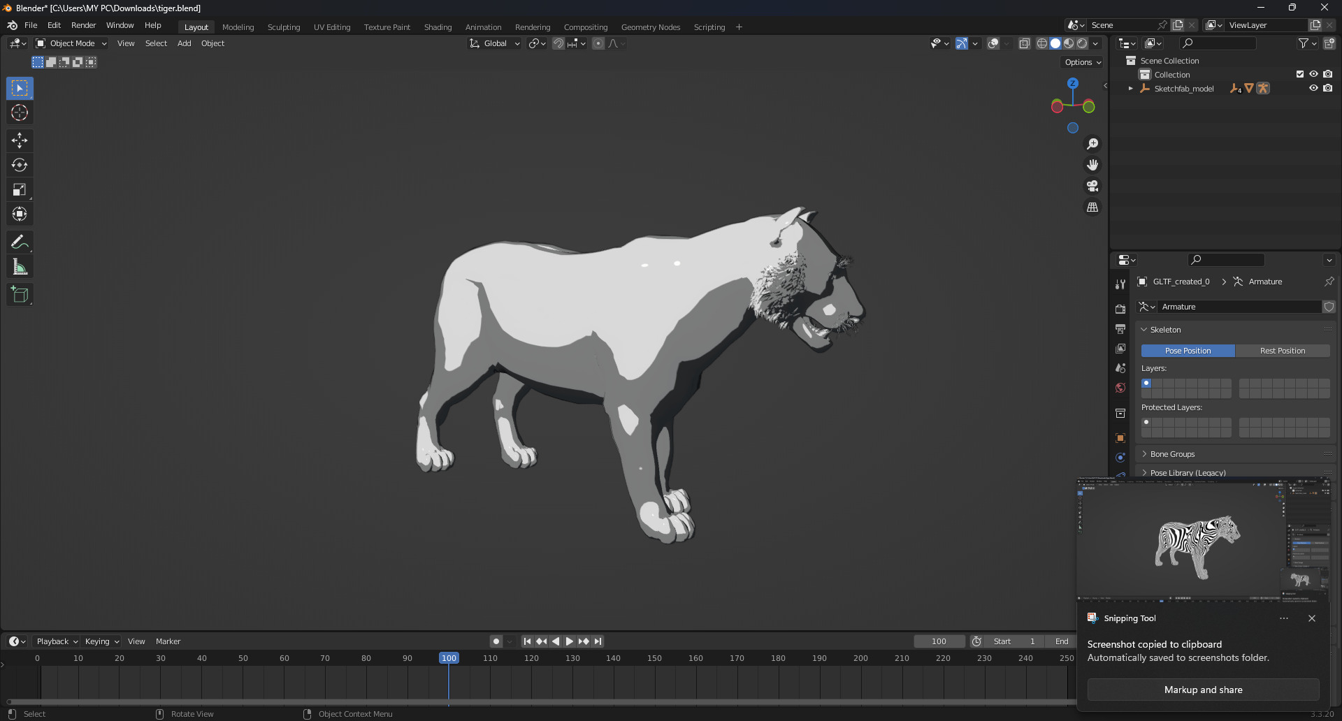 White Tiger Rigged - Animated 3D Model Game-Ready PBR Textured Low-poly 3D model_11