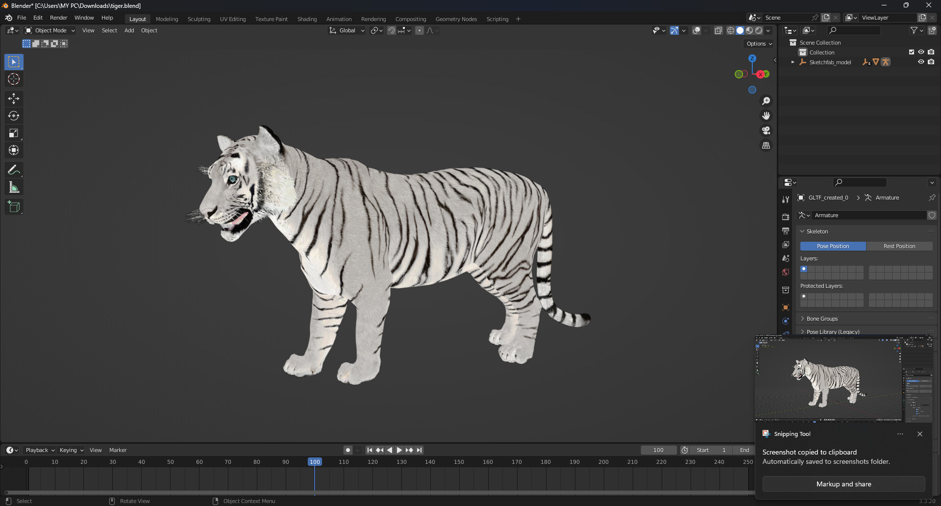 White Tiger Rigged - Animated 3D Model Game-Ready PBR Textured Low-poly 3D model_4