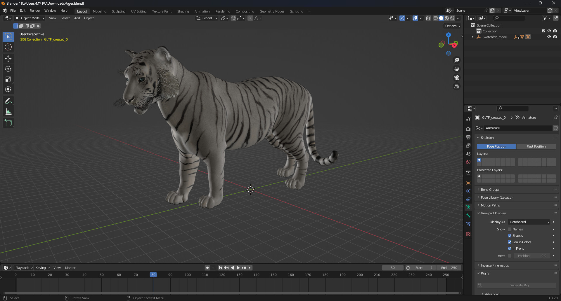 White Tiger Rigged - Animated 3D Model Game-Ready PBR Textured Low-poly 3D model_23