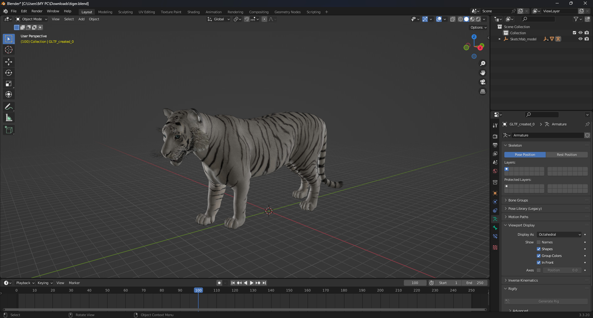 White Tiger Rigged - Animated 3D Model Game-Ready PBR Textured Low-poly 3D model_22