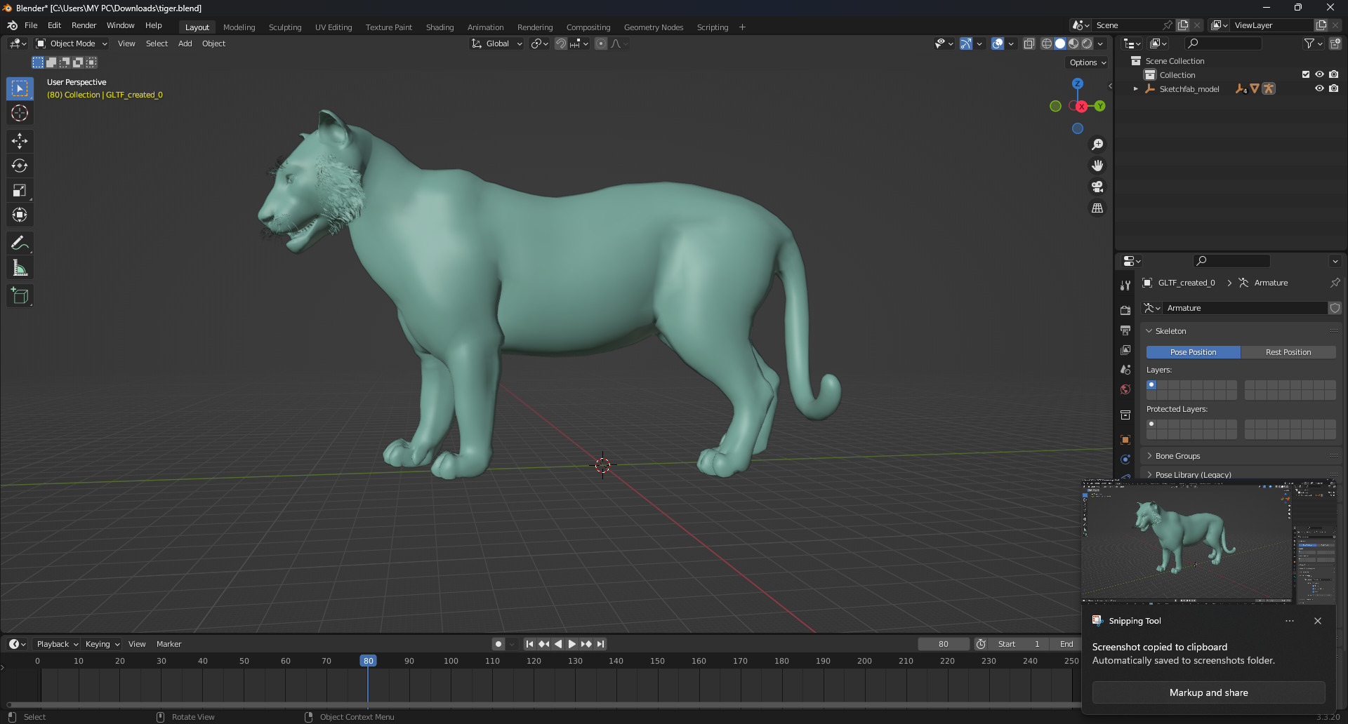 White Tiger Rigged - Animated 3D Model Game-Ready PBR Textured Low-poly 3D model_21
