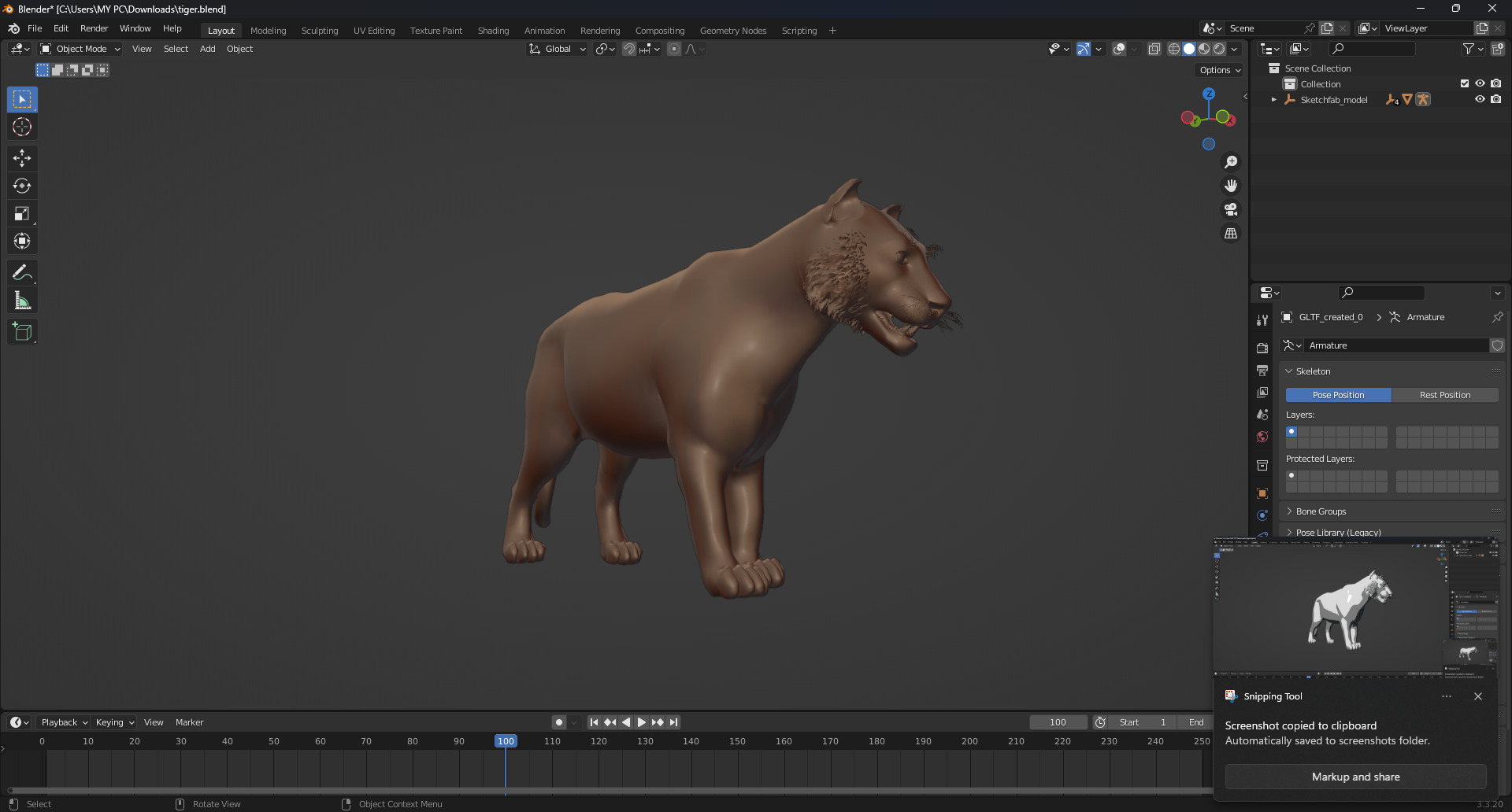 White Tiger Rigged - Animated 3D Model Game-Ready PBR Textured Low-poly 3D model_13