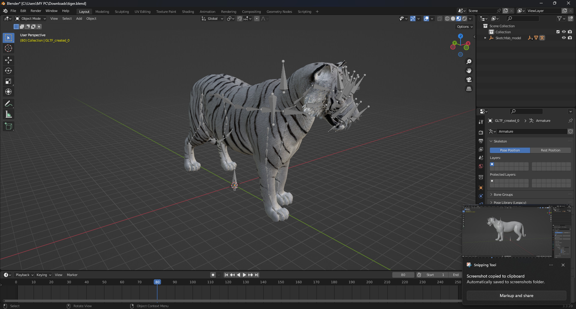 White Tiger Rigged - Animated 3D Model Game-Ready PBR Textured Low-poly 3D model_7