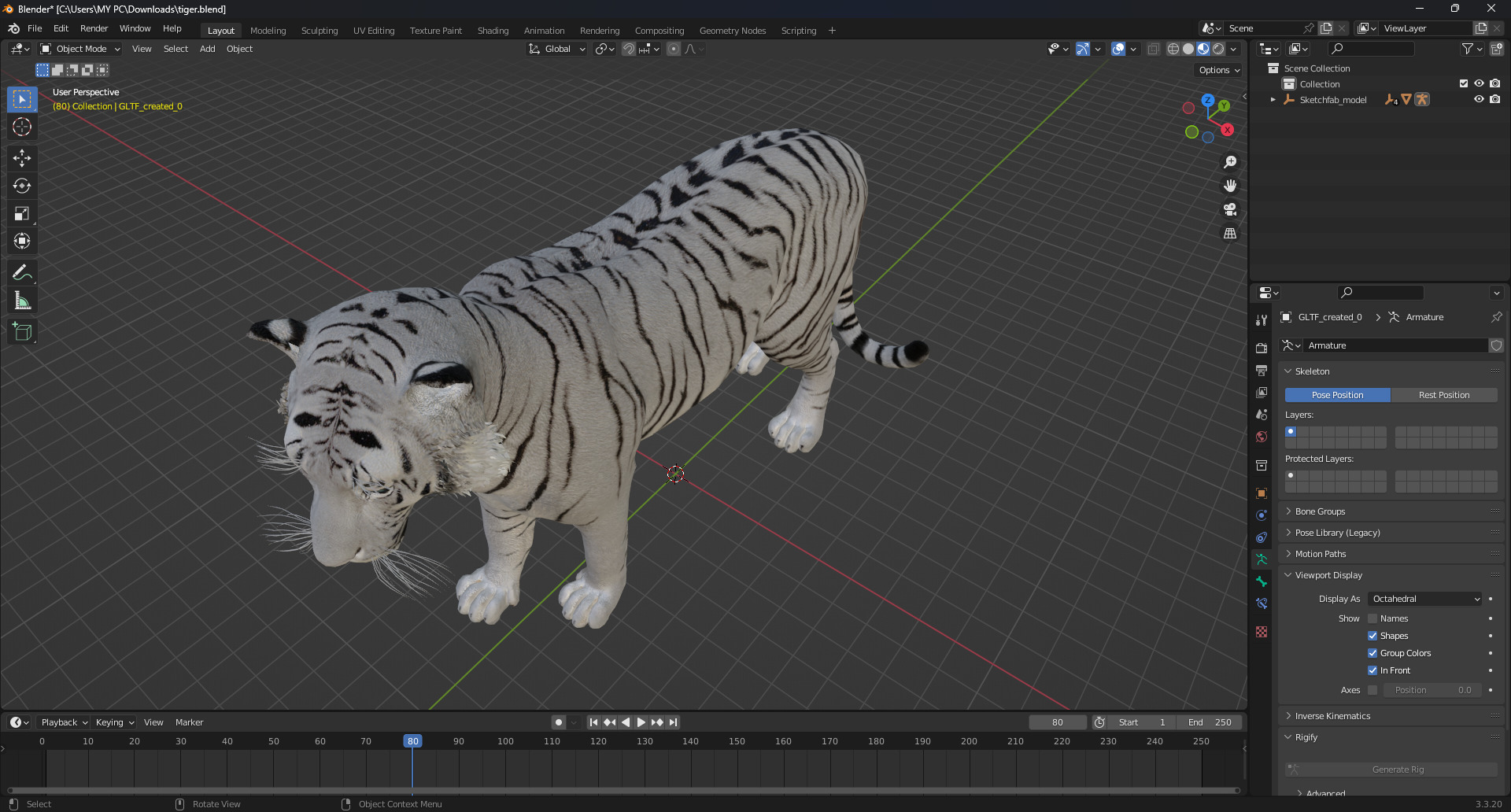 White Tiger Rigged - Animated 3D Model Game-Ready PBR Textured Low-poly 3D model_9