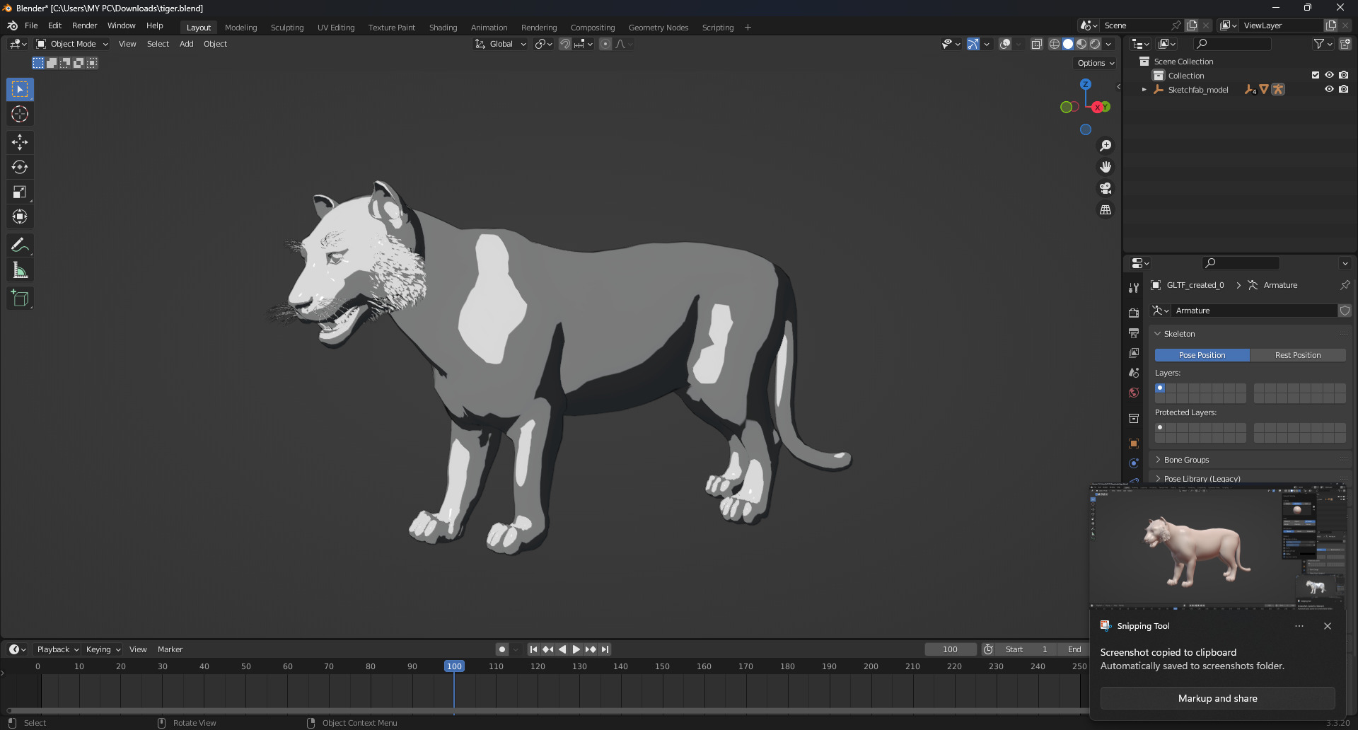 White Tiger Rigged - Animated 3D Model Game-Ready PBR Textured Low-poly 3D model_10