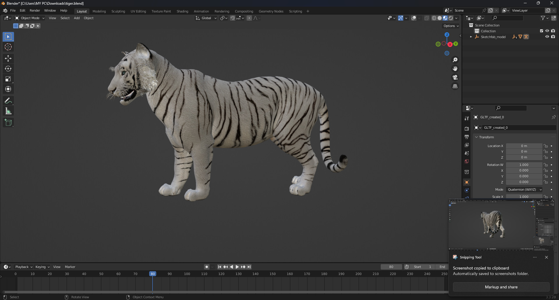 White Tiger Rigged - Animated 3D Model Game-Ready PBR Textured Low-poly 3D model_3