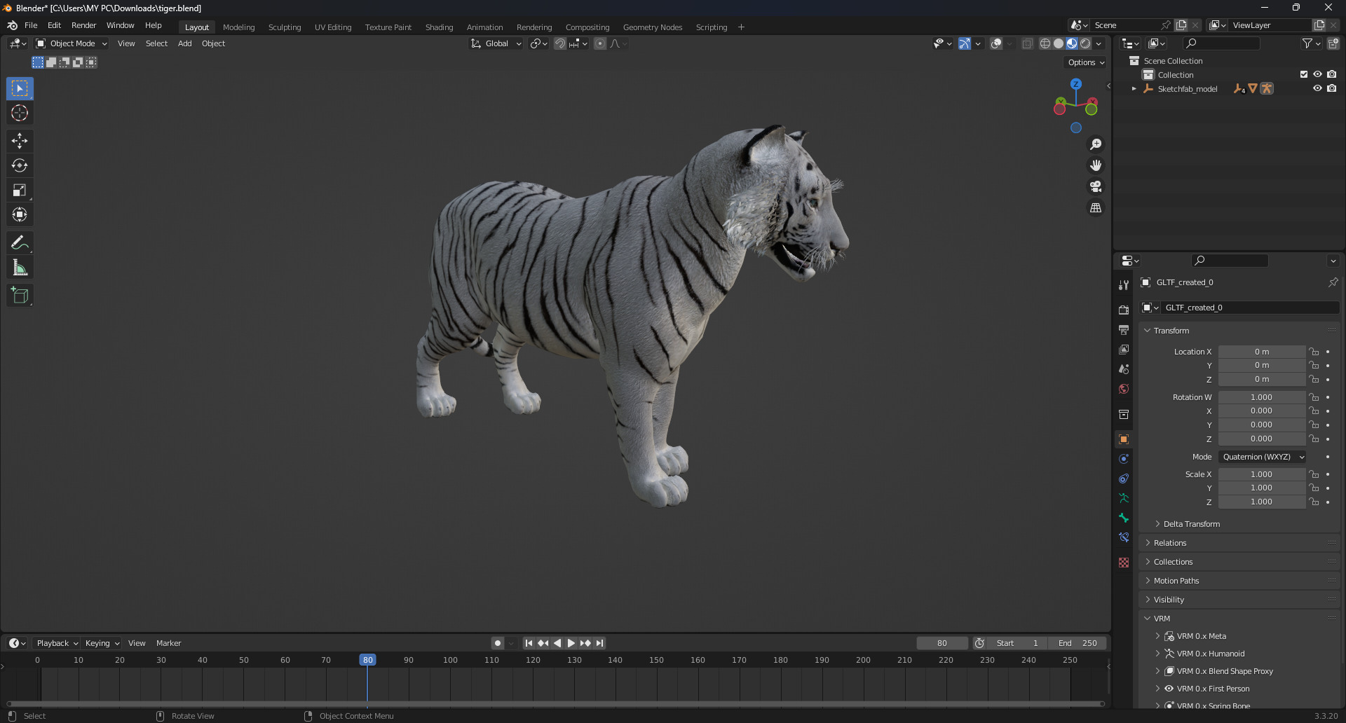 White Tiger Rigged - Animated 3D Model Game-Ready PBR Textured Low-poly 3D model_32