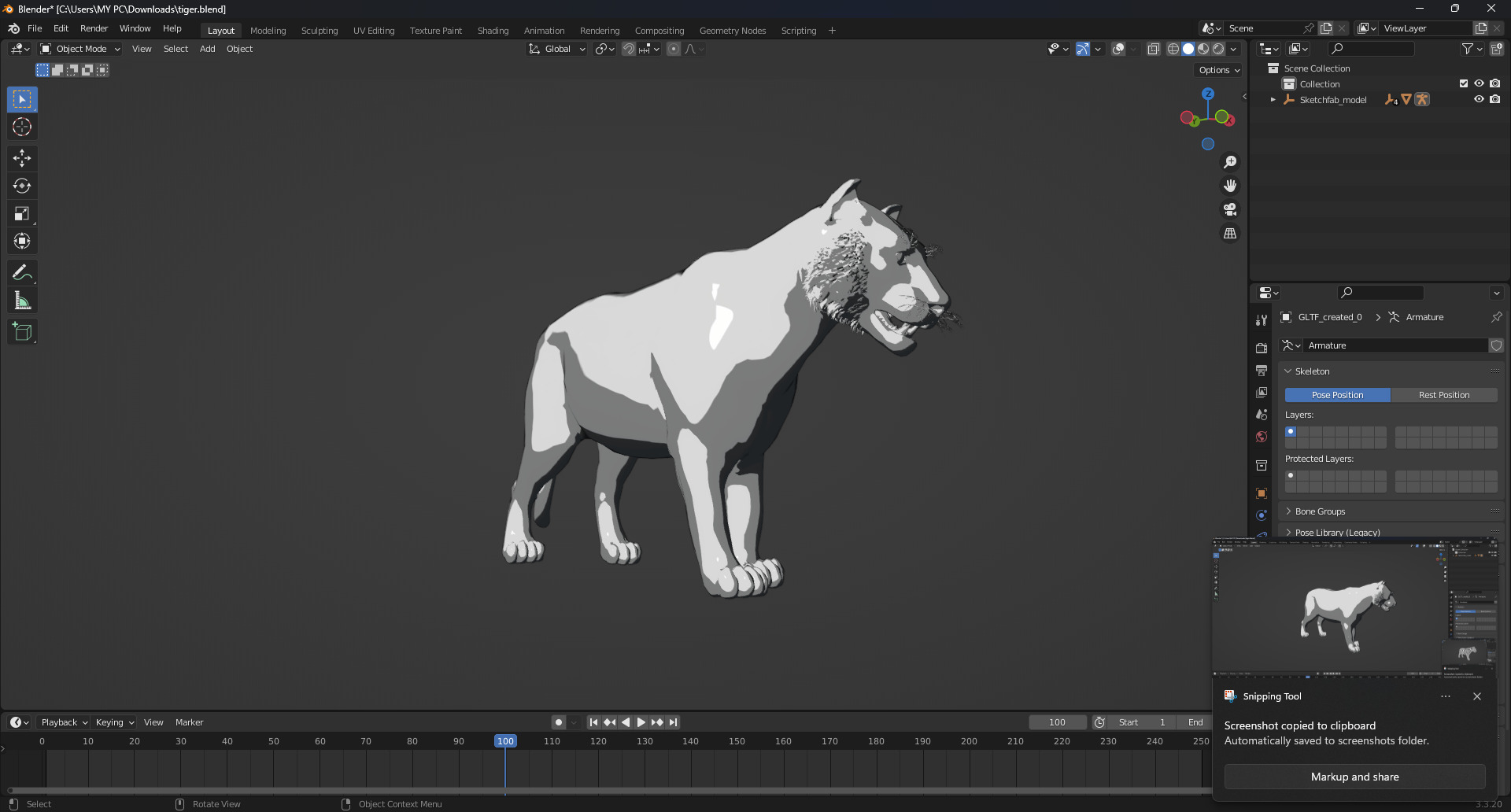 White Tiger Rigged - Animated 3D Model Game-Ready PBR Textured Low-poly 3D model_8