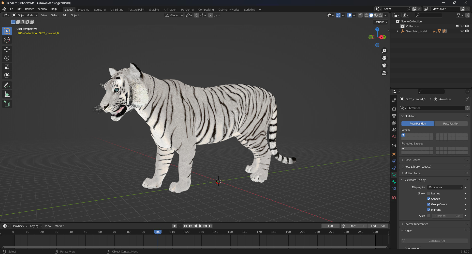 White Tiger Rigged - Animated 3D Model Game-Ready PBR Textured Low-poly 3D model_5
