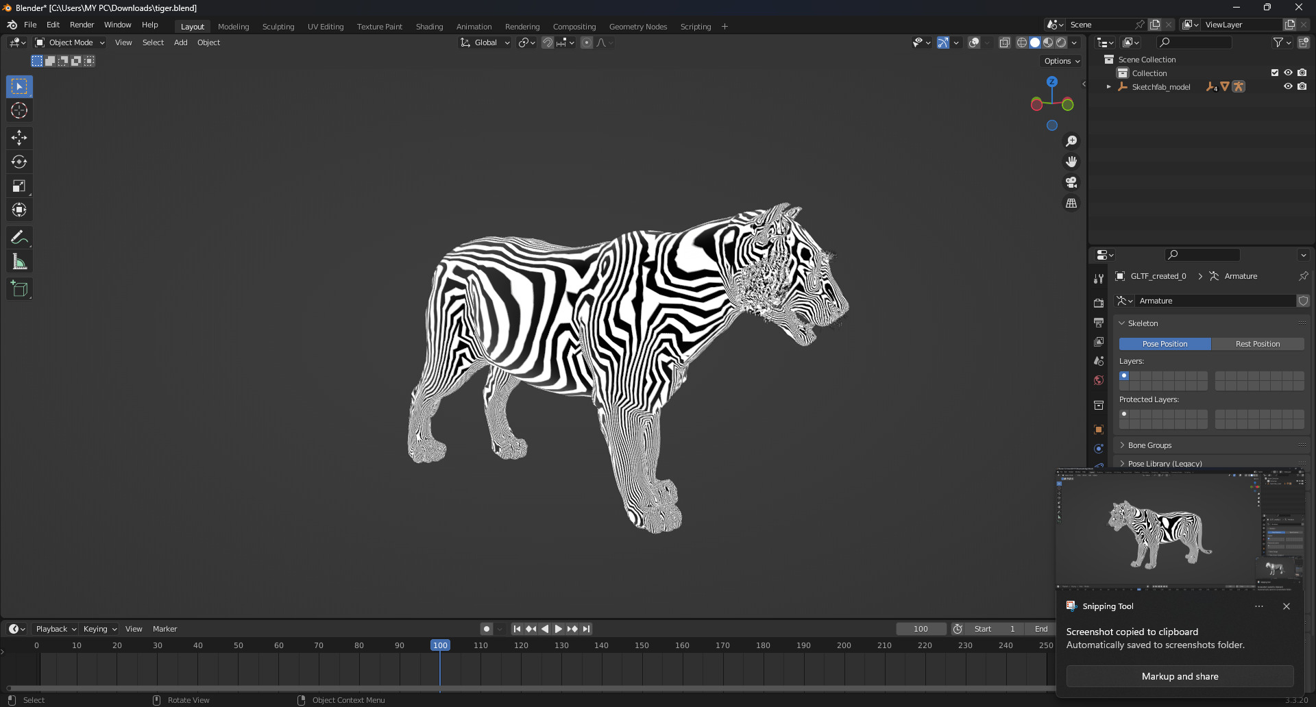 White Tiger Rigged - Animated 3D Model Game-Ready PBR Textured Low-poly 3D model_26