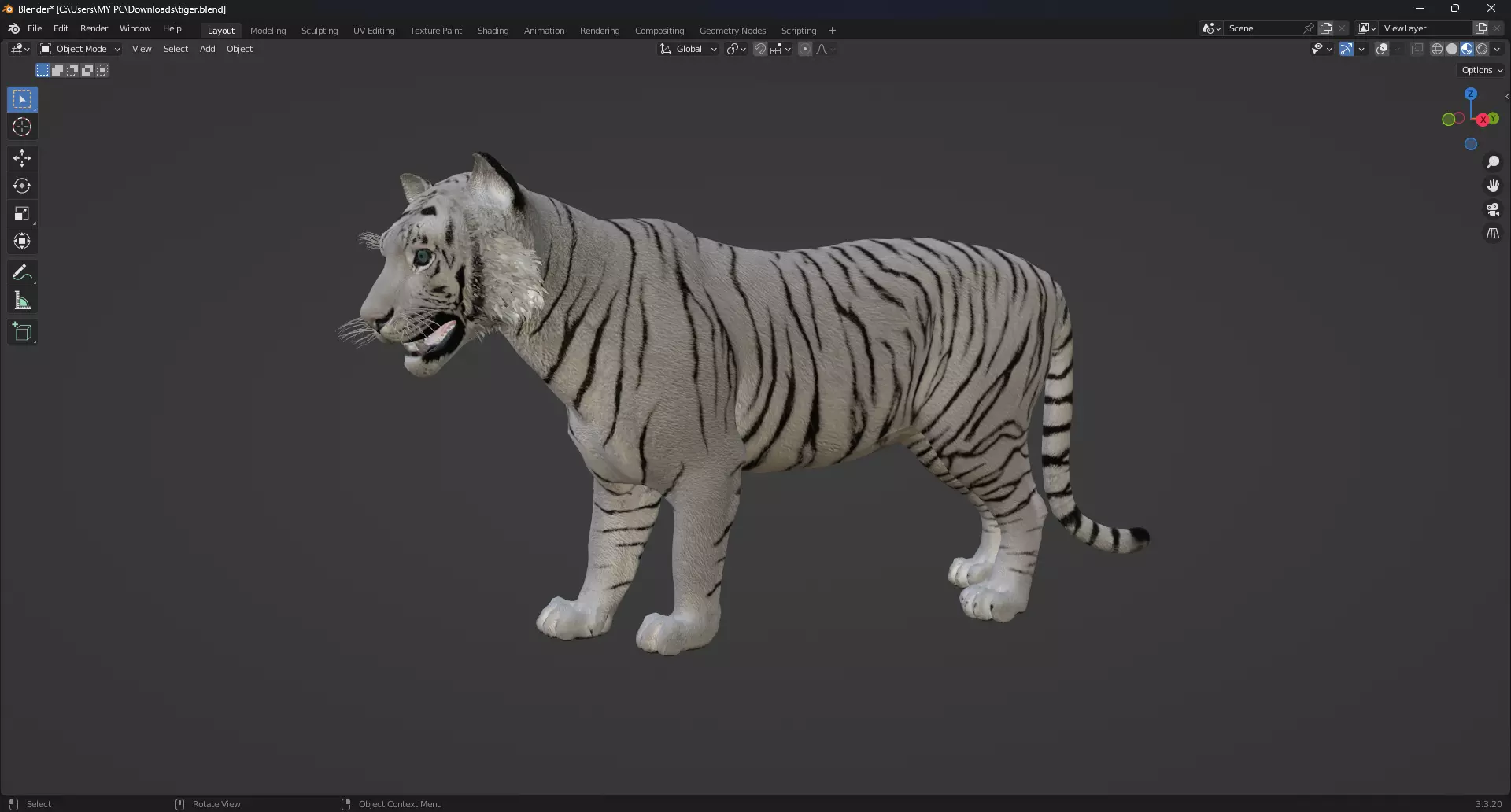 White Tiger Rigged - Animated 3D Model Game-Ready PBR Textured Low-poly 3D model_0