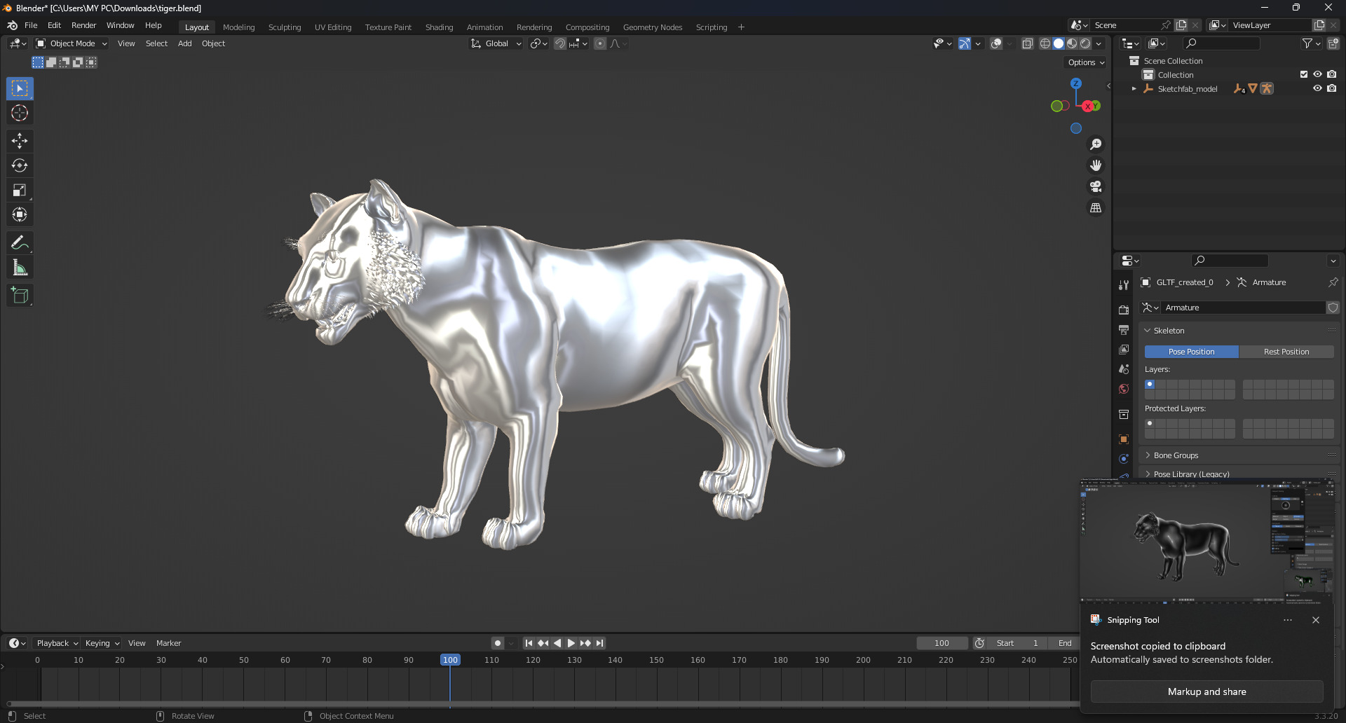 White Tiger Rigged - Animated 3D Model Game-Ready PBR Textured Low-poly 3D model_20