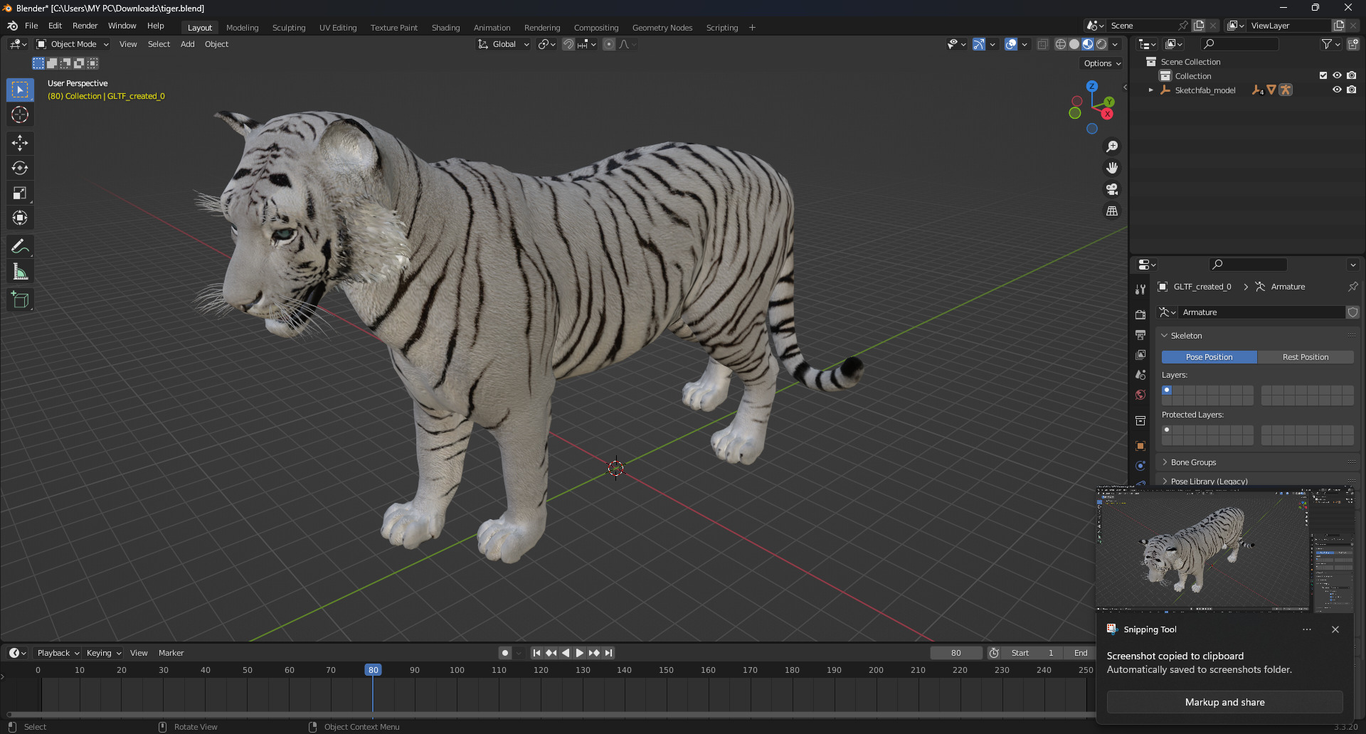 White Tiger Rigged - Animated 3D Model Game-Ready PBR Textured Low-poly 3D model_1
