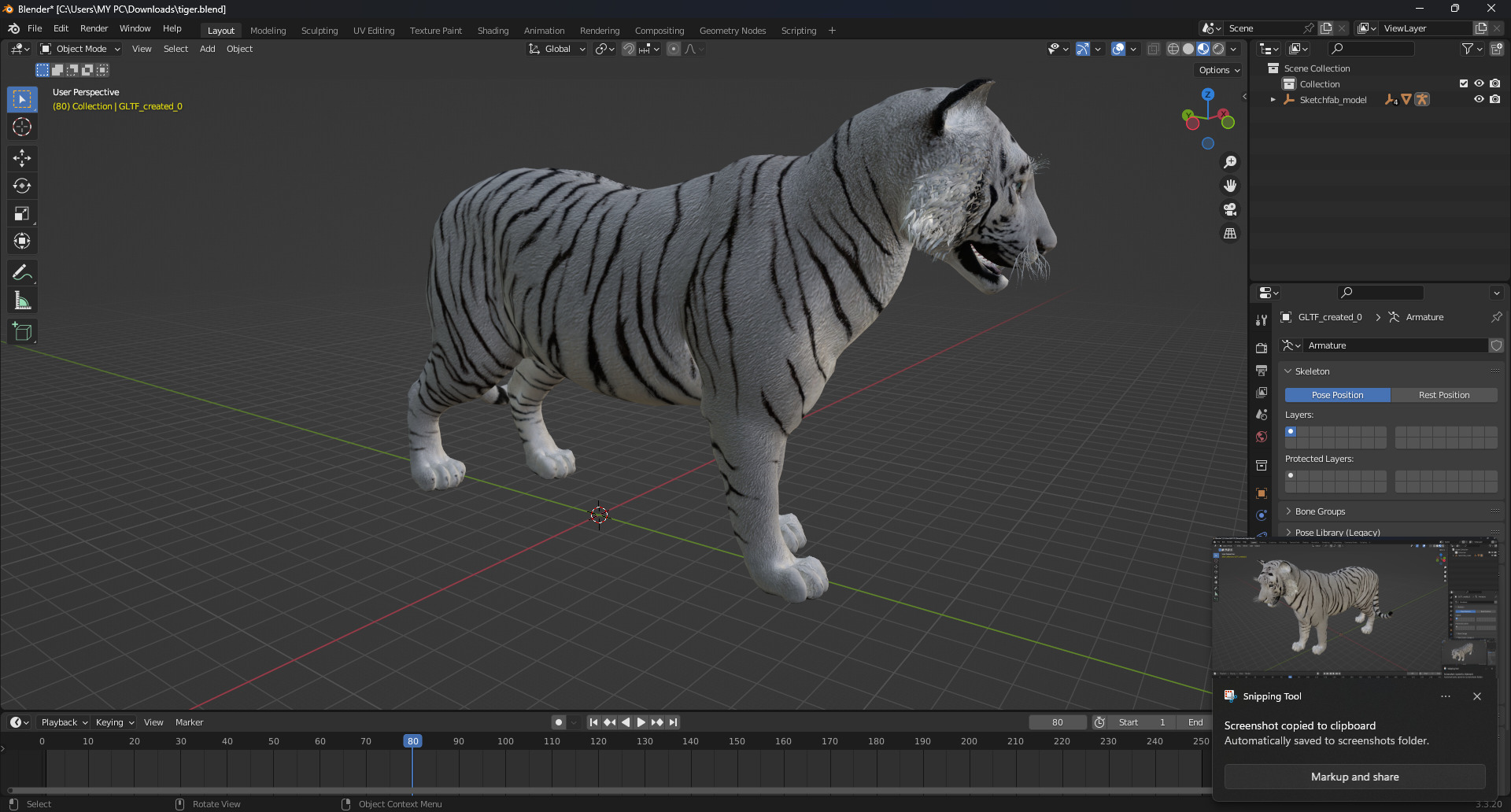 White Tiger Rigged - Animated 3D Model Game-Ready PBR Textured Low-poly 3D model_25