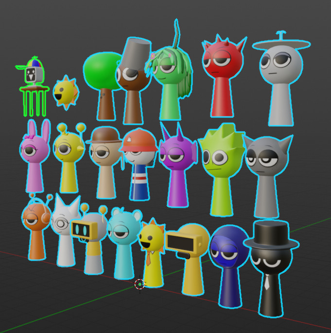 Sprunki Pack - 22 Low-poly  Low-poly 3D model_3