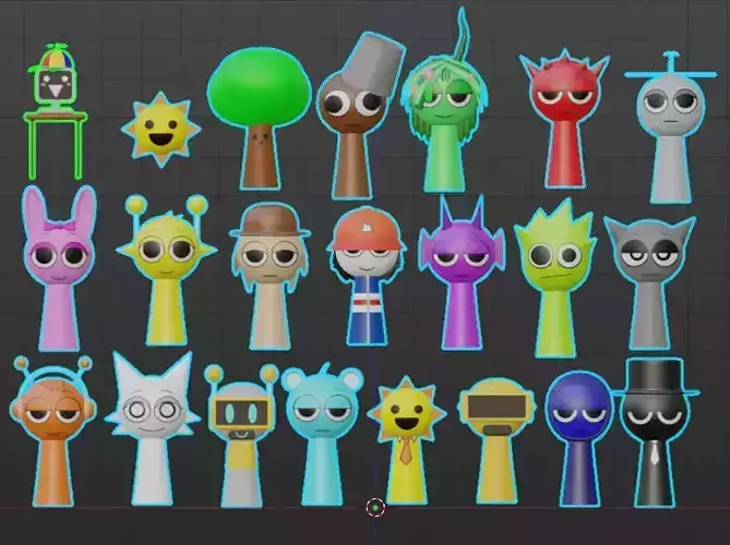 Sprunki Pack - 22 Low-poly 