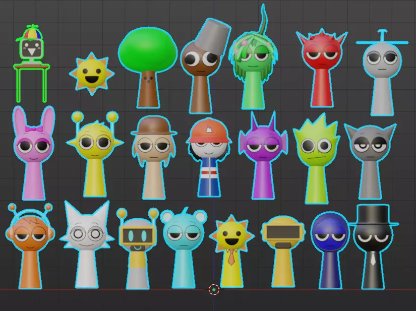 Sprunki Pack - 22 Low-poly  Low-poly 3D model_0