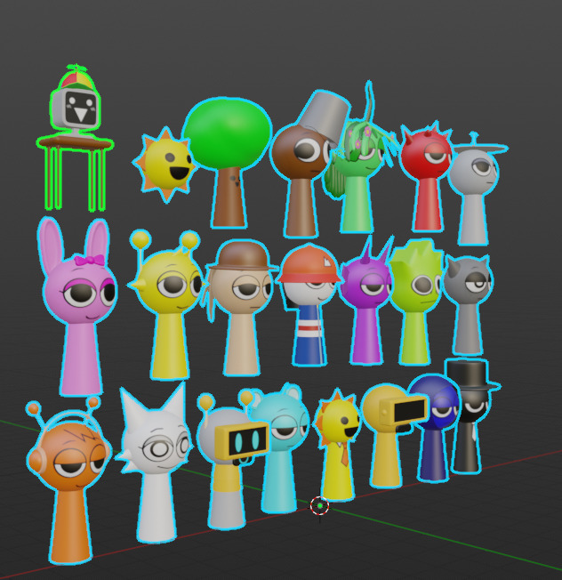 Sprunki Pack - 22 Low-poly  Low-poly 3D model_2