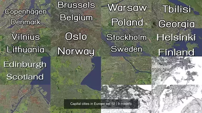 Capital cities in Europe set 02 3D Model Collection