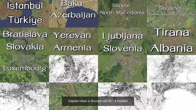 Capital cities in Europe set 03 3D Model Collection