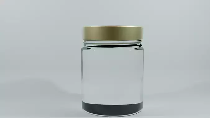 Glass Jar with Gold Metal Cap  Realistic 3D Model