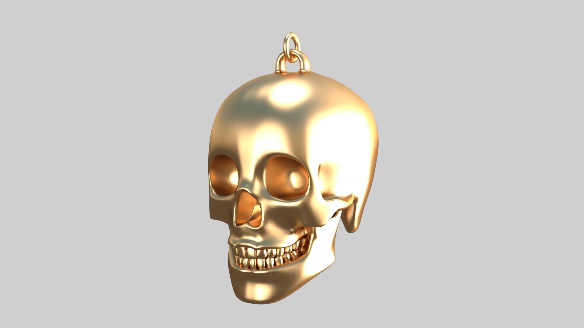 skull pendnt golden 3D model_2