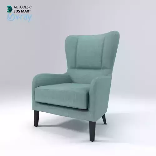 High Back Classic Armchair Low-Poly PBR Model with FBX OBJ Files