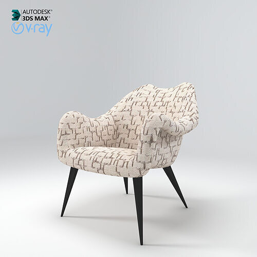 Soft chair in funky design 3D model