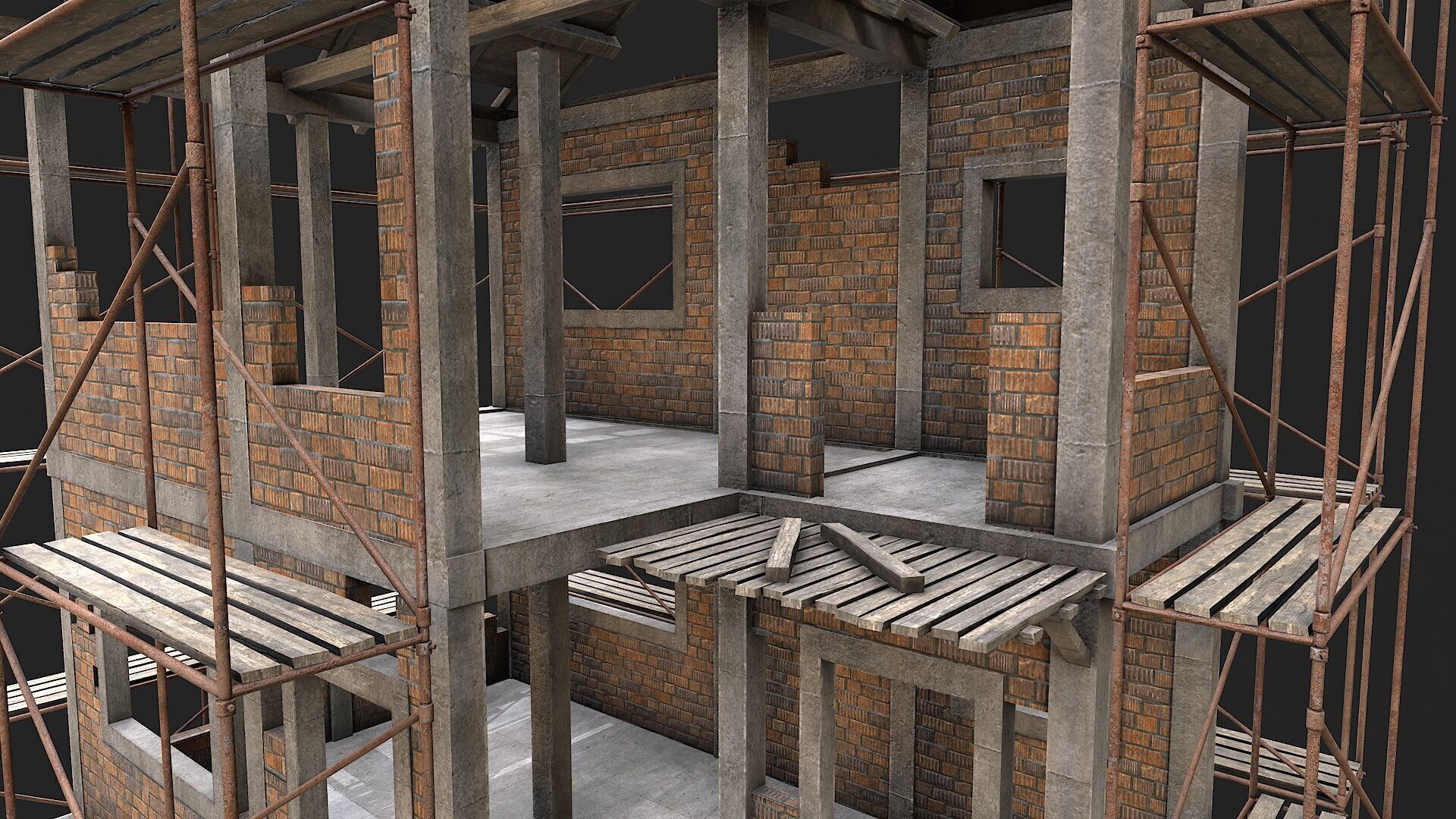 Building Construction and Scaffolding Low-poly 3D model_9