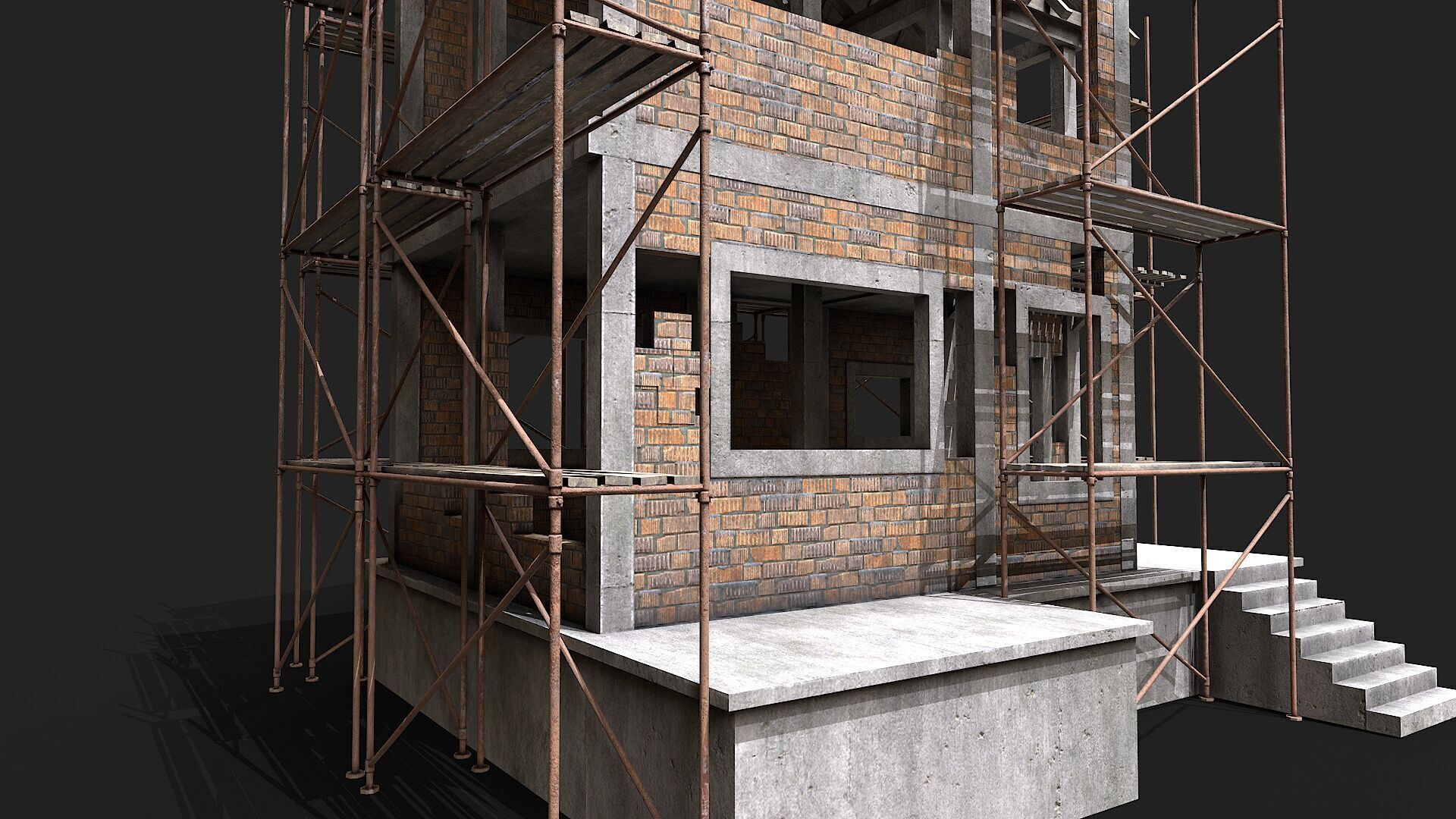 Building Construction and Scaffolding Low-poly 3D model_2