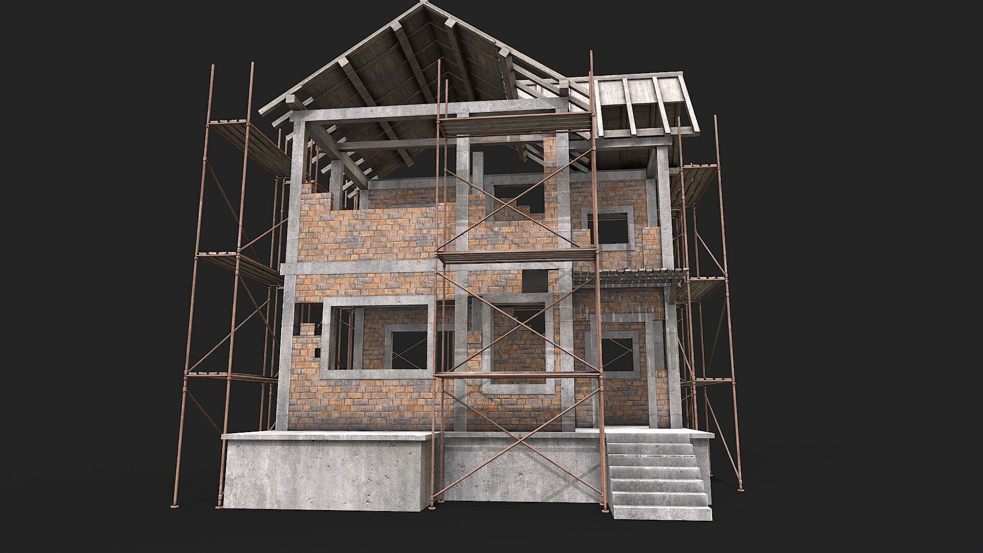 Building Construction and Scaffolding Low-poly 3D model_5
