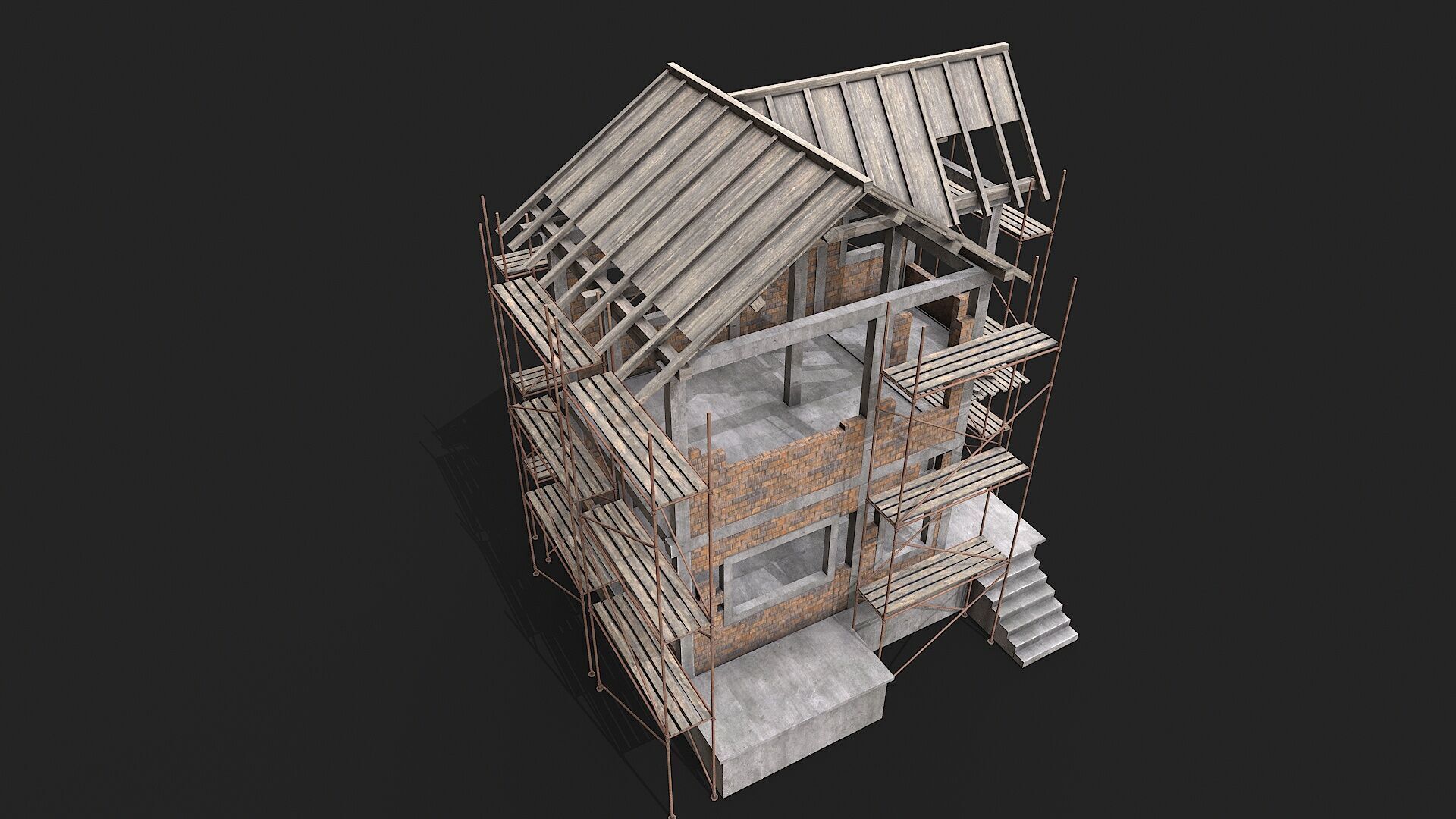 Building Construction and Scaffolding Low-poly 3D model_7