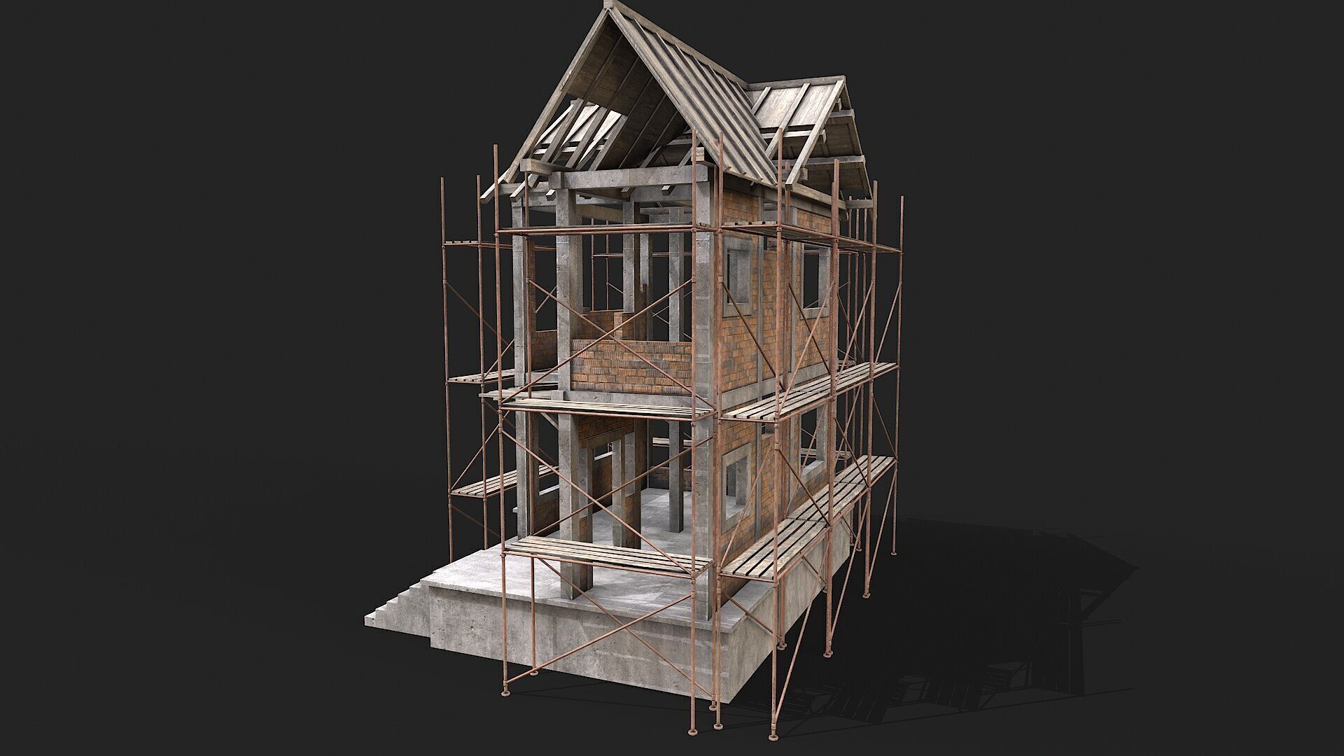 Building Construction and Scaffolding Low-poly 3D model_10
